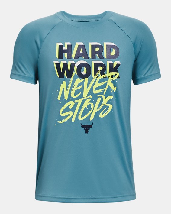 Boys' Project Rock Tech™ Hard Work Short Sleeve in Blue image number 0